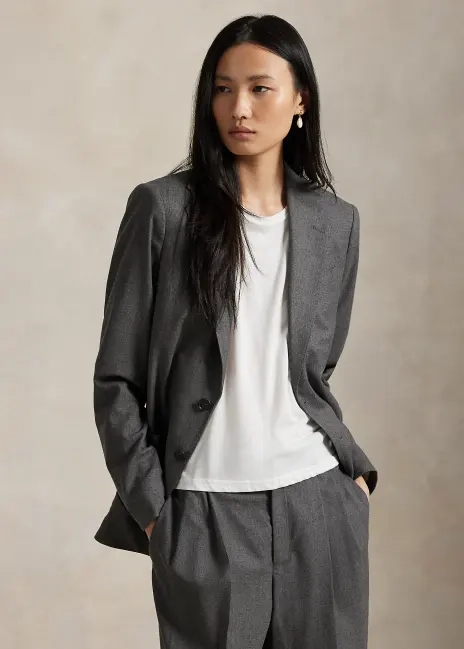 Ralph Lauren Single-Breasted Doeskin Wool Blazer