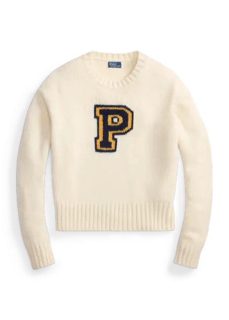 Ralph Lauren P-Logo Wool-Blend Crewneck Sweater