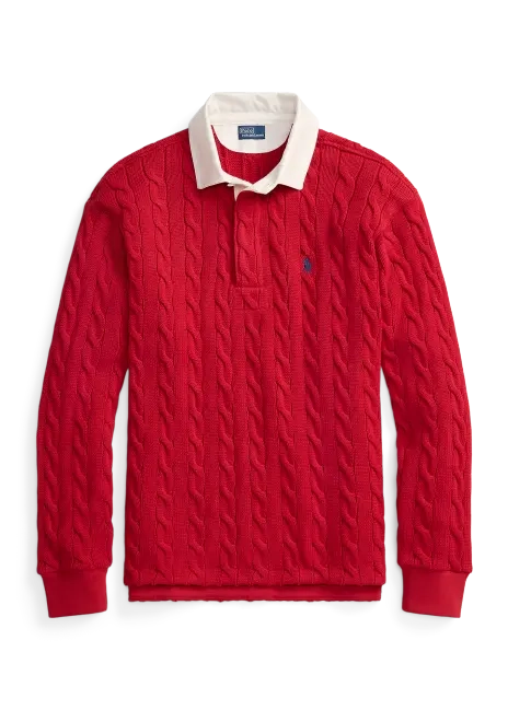 Ralph Lauren Cable-Knit Cotton Rugby Shirt