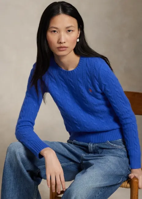 Ralph Lauren Cable Wool-Cashmere Crewneck Sweater