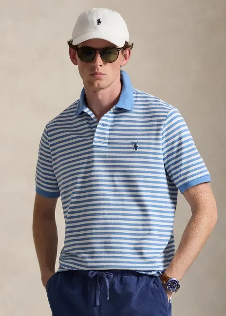 Ralph Lauren Classic Fit Striped Mesh Polo Shirt