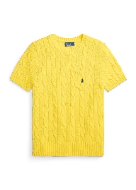 Ralph Lauren Cable-Knit Cotton Short-Sleeve Sweater
