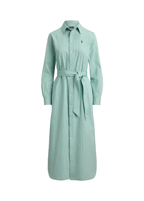 Ralph Lauren Belted Striped Cotton Shirtdress