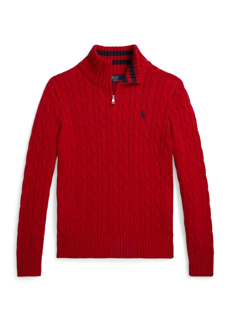 Ralph Lauren Cable-Knit Cotton Quarter-Zip Sweater