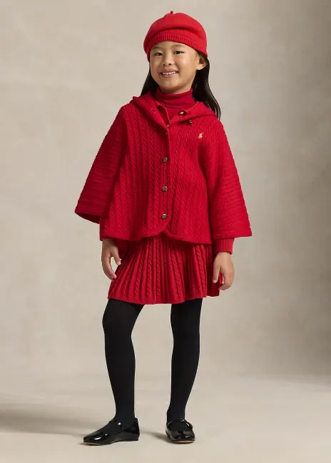 Ralph Lauren Mini-Cable Cotton Hooded Poncho