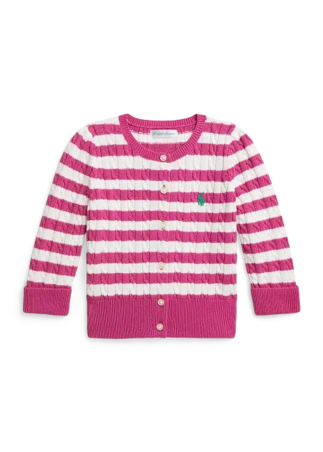 Ralph Lauren Striped Mini-Cable Cotton Cardigan