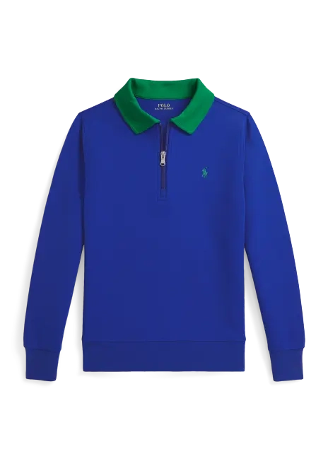 Ralph Lauren Double-Knit Collared Sweatshirt