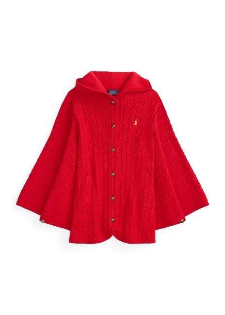 Ralph Lauren Mini-Cable Cotton Hooded Poncho