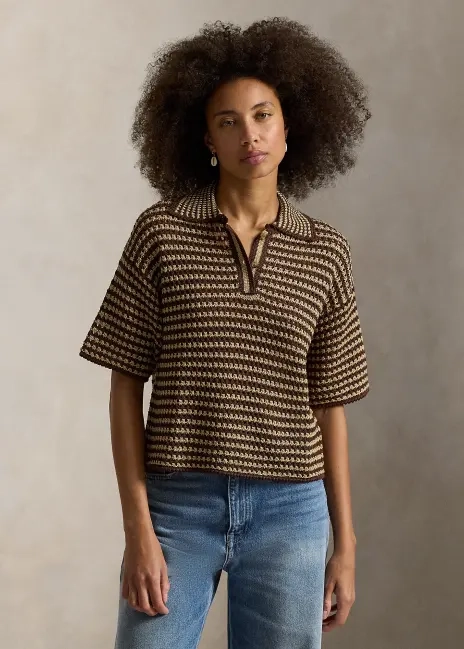 Ralph Lauren Striped Knit Cotton Polo Shirt
