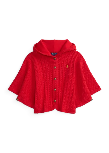 Ralph Lauren Mini-Cable Cotton Hooded Poncho