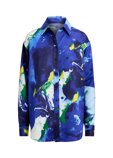 Ralph Lauren Relaxed Fit Abstract-Print Crepe Shirt