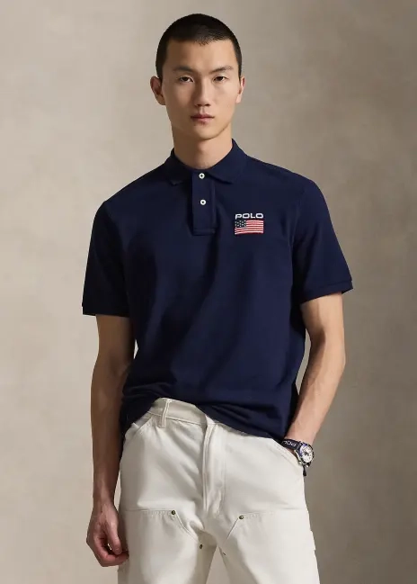 Ralph Lauren Classic Fit Flag Mesh Polo Shirt