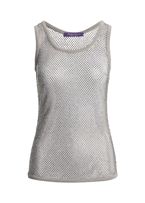 Ralph Lauren Melony Embellished Mesh Tank Top