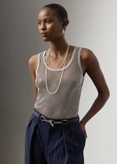 Ralph Lauren Melony Embellished Mesh Tank Top