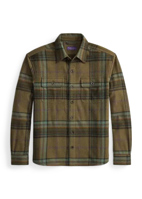 Ralph Lauren Plaid Wool-Cashmere Twill Shirt