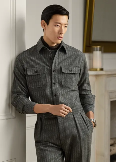 Ralph Lauren Chalk-Stripe Wool Flannel Shirt