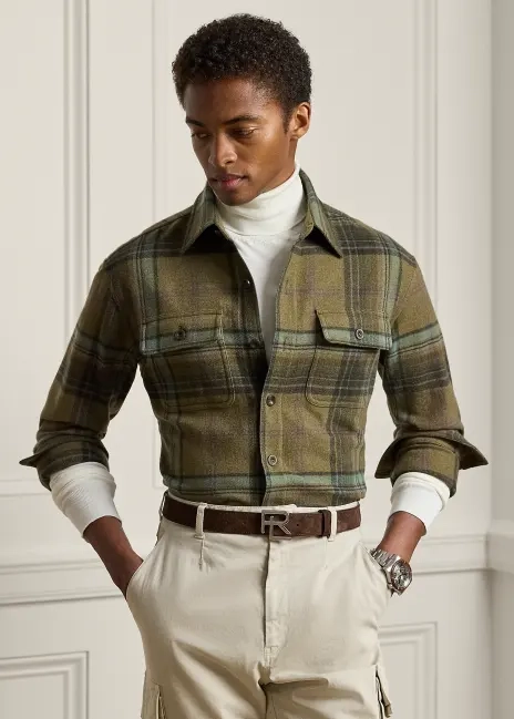 Ralph Lauren Plaid Wool-Cashmere Twill Shirt