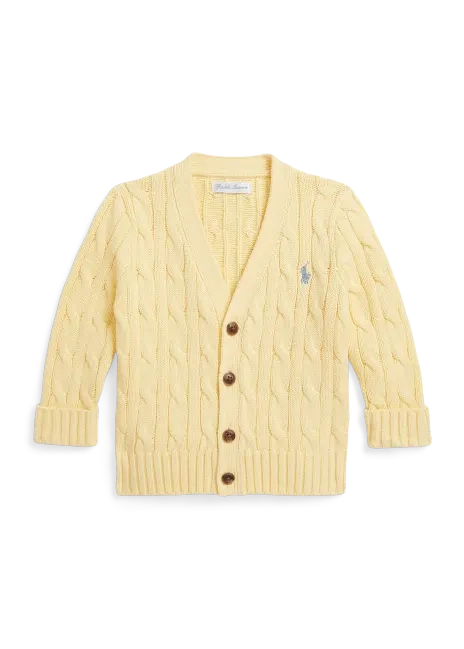 Ralph Lauren Cable-Knit Cotton V-Neck Cardigan