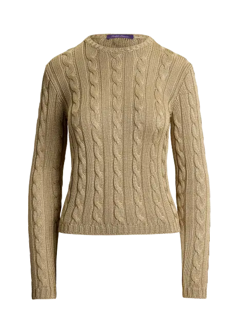 Ralph Lauren Cable-Knit Silk Crewneck Sweater