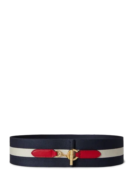 Ralph Lauren Striped Webbed Toggle Wide Belt