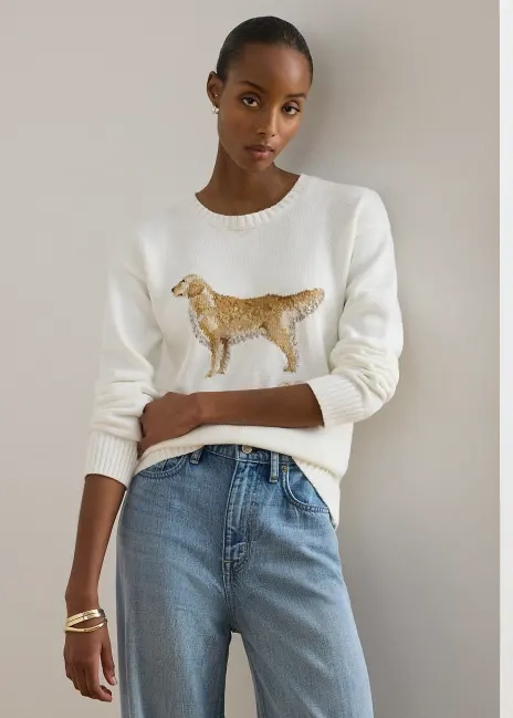 Ralph Lauren Intarsia-Knit Golden Retriever Sweater
