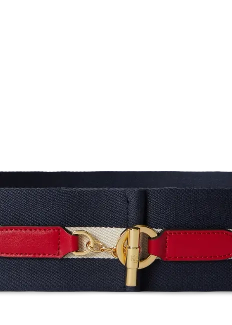 Ralph Lauren Striped Webbed Toggle Wide Belt