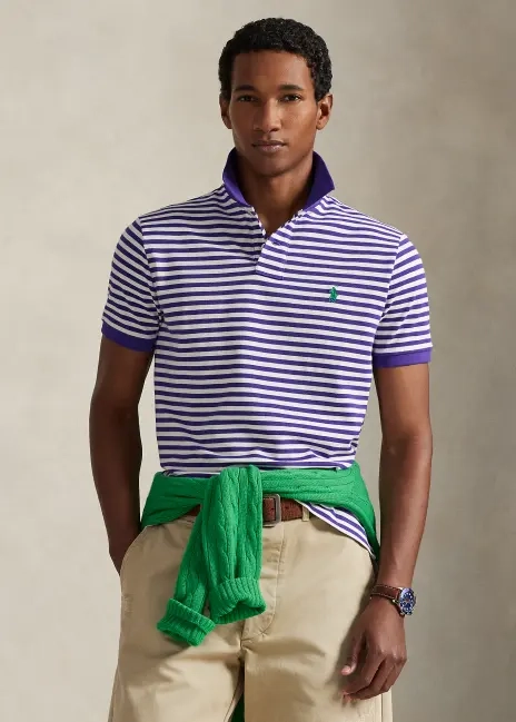 Ralph Lauren Classic Fit Striped Mesh Polo Shirt