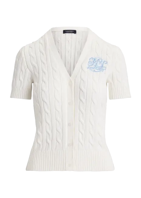 Ralph Lauren Cable-Knit Cotton Short-Sleeve Cardigan