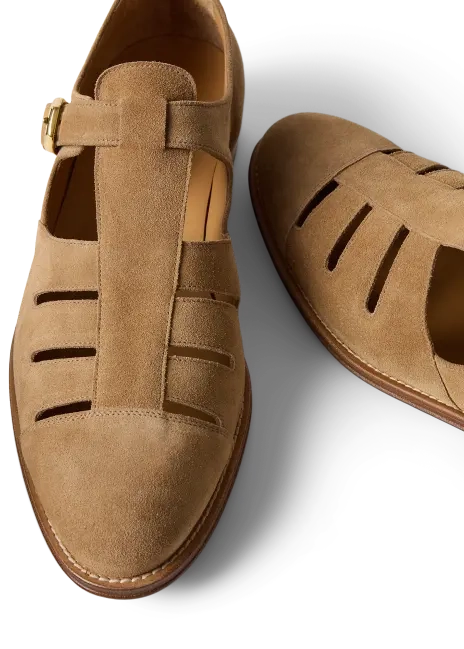 Ralph Lauren Calf-Suede Fisherman Sandal