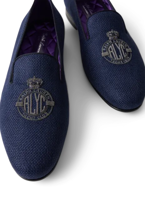 Ralph Lauren Alonzo Bullion Crest Linen Slipper