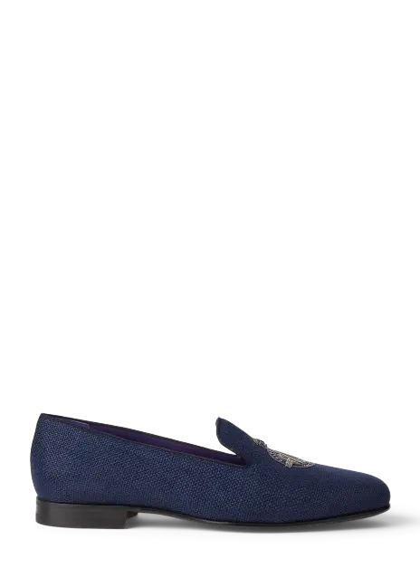 Ralph Lauren Alonzo Bullion Crest Linen Slipper