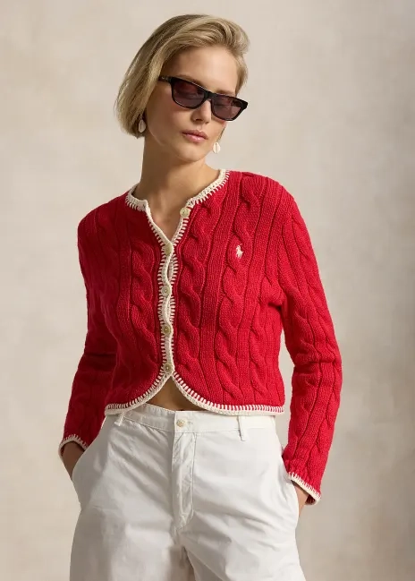 Ralph Lauren Cable-Knit Cropped Cardigan