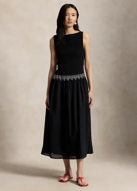 Ralph Lauren Smocked Cotton Voile Dress