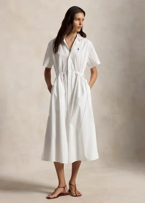 Ralph Lauren Cotton Drawcord Maxi Shirtdress