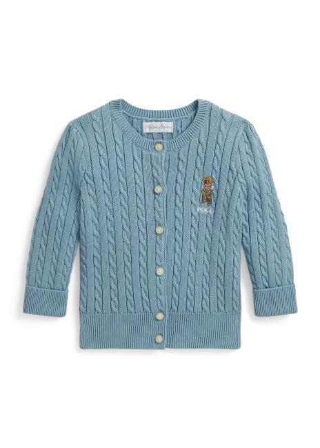 Ralph Lauren Polo Bear Mini-Cable Cotton Cardigan