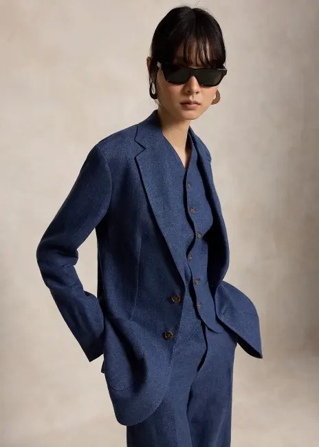 Ralph Lauren Single-Breasted Linen-Cotton Blazer