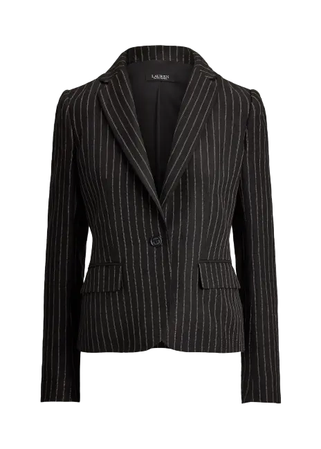 Ralph Lauren Chalk-Stripe Linen Canvas Blazer