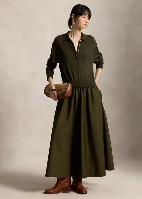 Ralph Lauren Hybrid Knit Polo-Bodice Dress