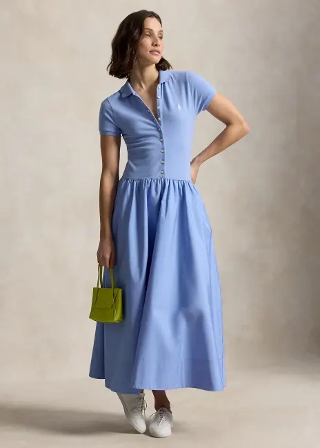 Ralph Lauren Hybrid Mesh Polo-Bodice Dress