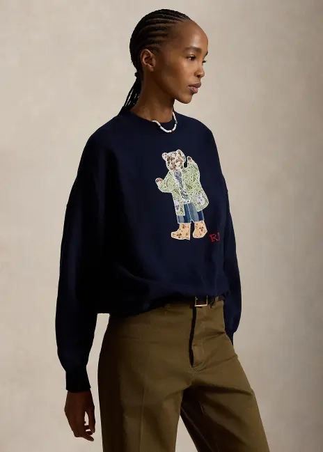 Ralph Lauren Patchwork Polo Bear Fleece Crewneck