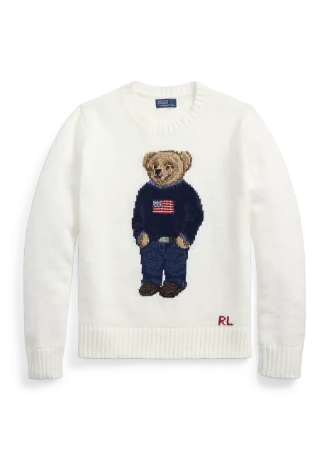 Ralph Lauren Polo Bear Linen-Cotton Crewneck Sweater