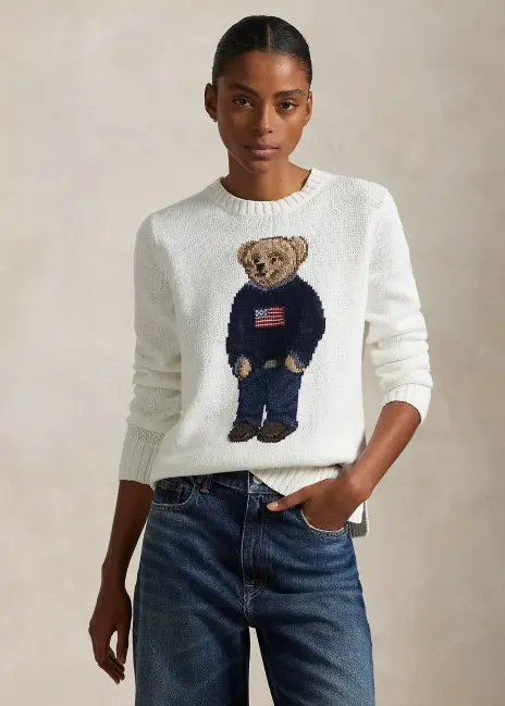 Ralph Lauren Polo Bear Linen-Cotton Crewneck Sweater