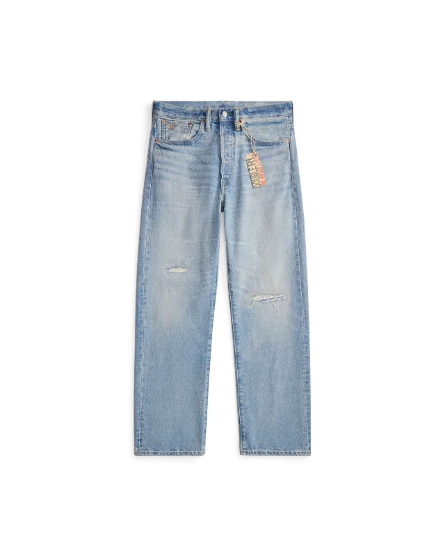 RRL LOW STRAIGHT INDIGO ONCE WASH SELVEDGE DENIM JEANS double rl 