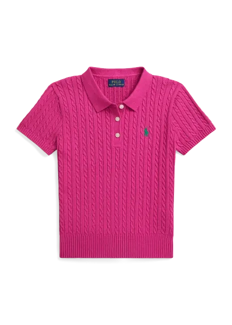 Ralph Lauren Mini-Cable Cotton Polo Sweater