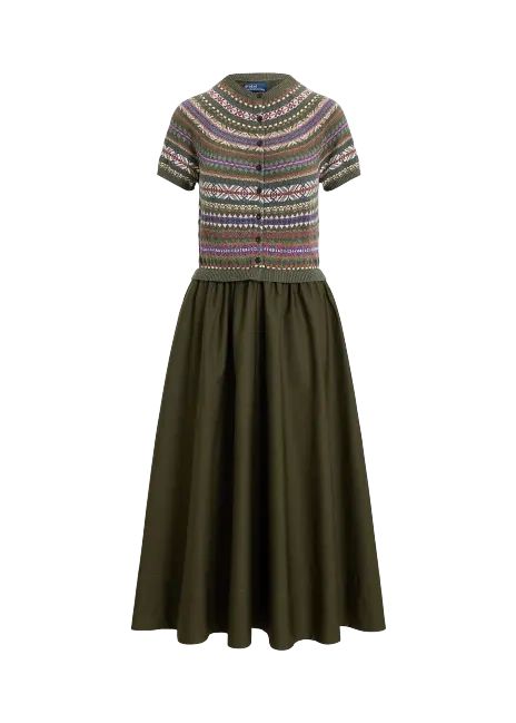 Ralph Lauren Hybrid Fair Isle-Bodice Dress