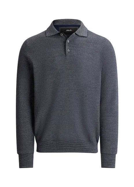 Ralph Lauren Striped Performance Polo-Collar Sweater