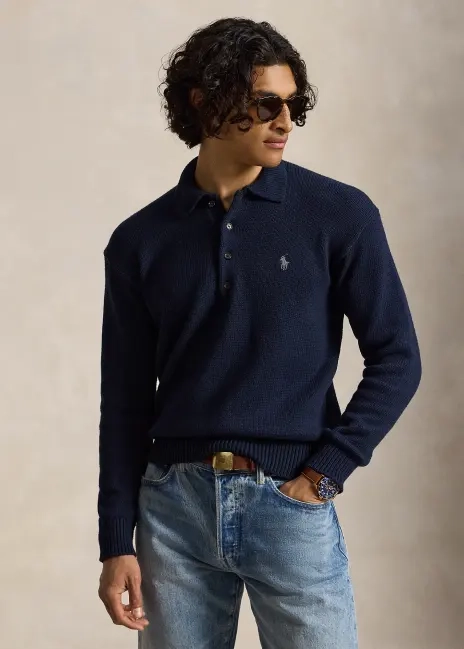 Ralph Lauren Relaxed Fit Cable Cotton Polo Sweater