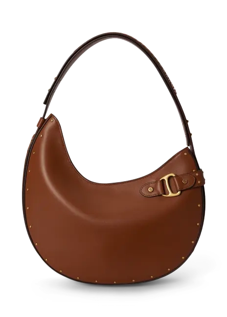 Ralph Lauren Studded Leather Large Tasha Shoulder Bag