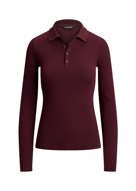 Ralph Lauren Rib-Knit Long-Sleeve Polo Shirt