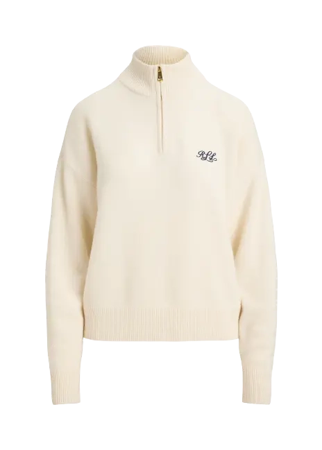 Ralph Lauren Cashmere Funnelneck Quarter-Zip Sweater
